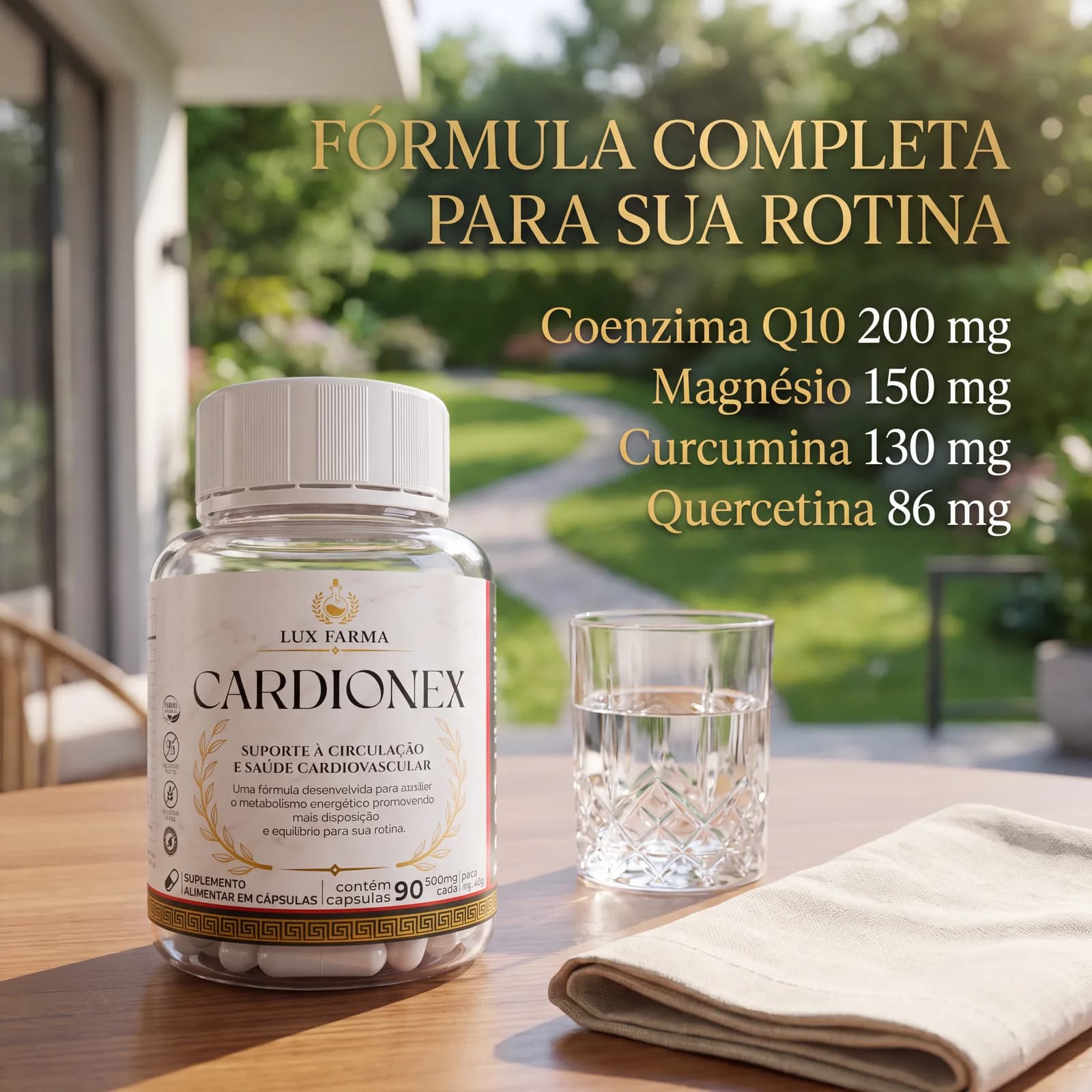 200 mg de coenzima Q10 por porção, com cada miligrama no rótulo