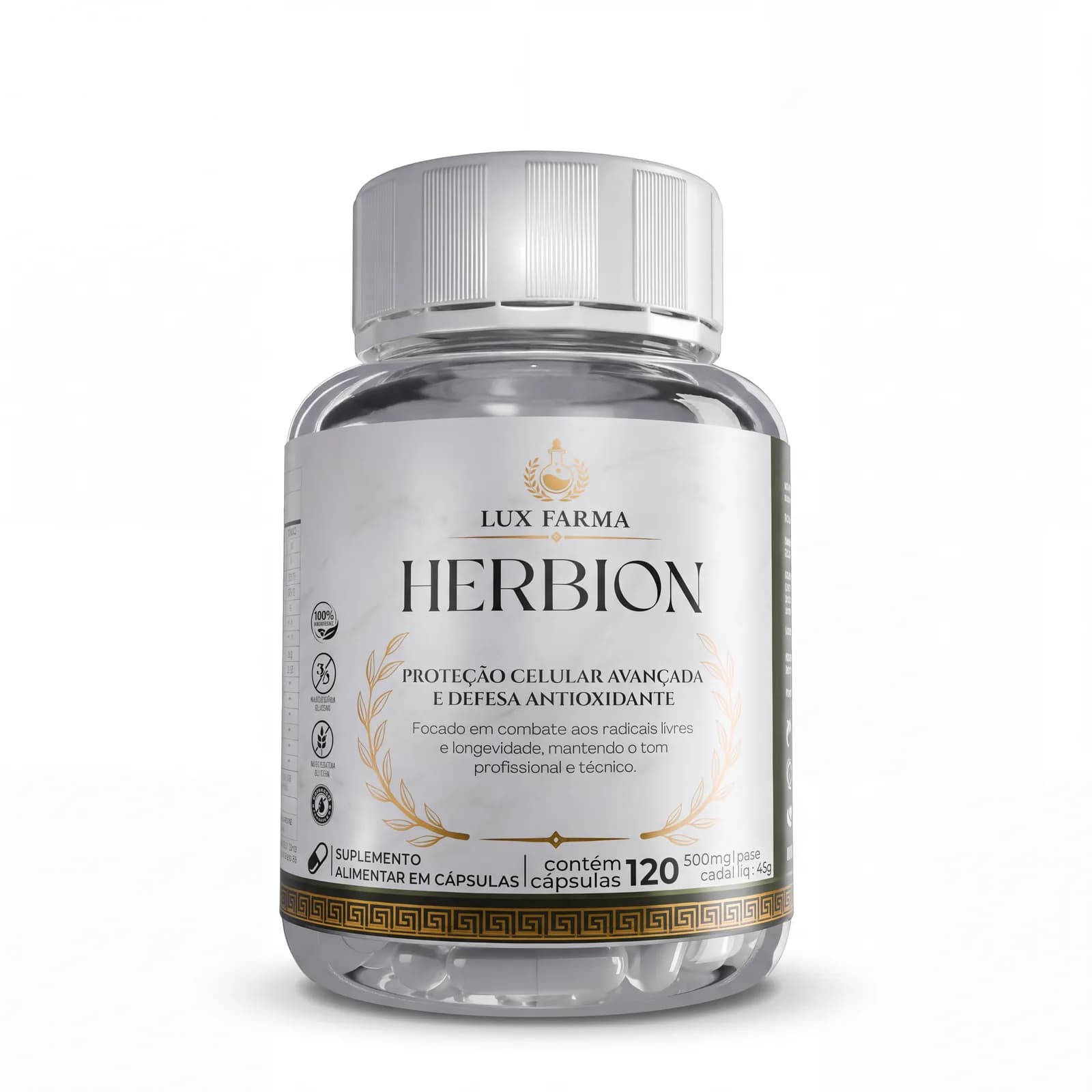 Herbion Lux Farma, frasco com 120 cápsulas