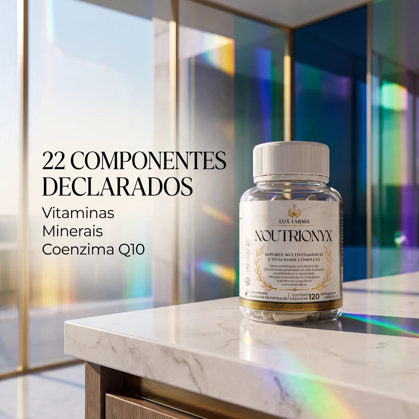 13 vitaminas. 8 minerais. 100 mg de Coenzima Q10.